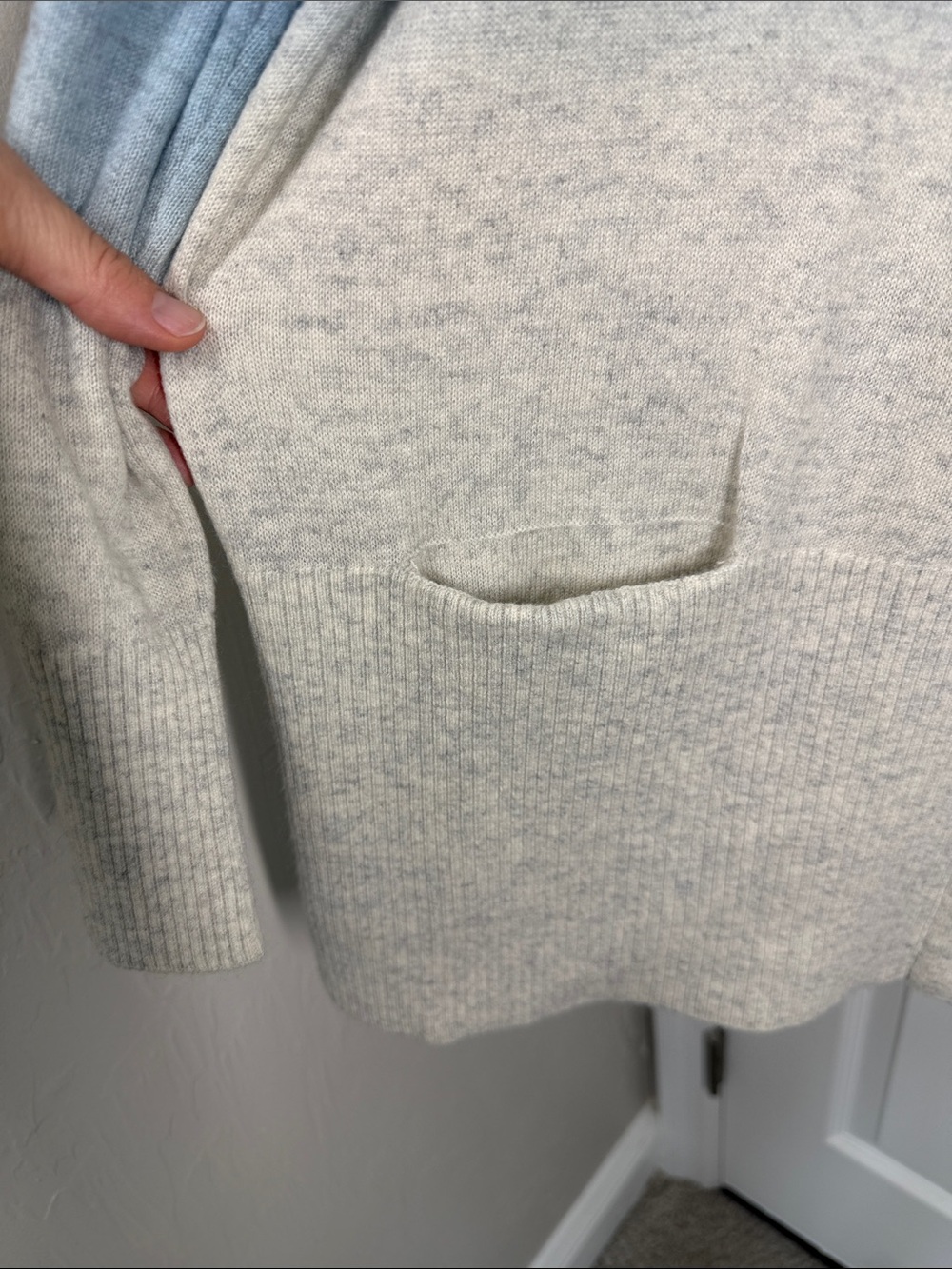 Vince blue oatmeal ombre open front cardigan wool and cashmere blend size large - Picture 3 of 7